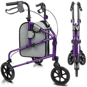 Vive Health Tri-Rollator – Lightweight, Foldable 3-Wheel Mobility Aid
